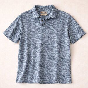 Crazy Shirts Men's Hawaiian Polo Shirt Size Large Blue Waves Pullover Cotton